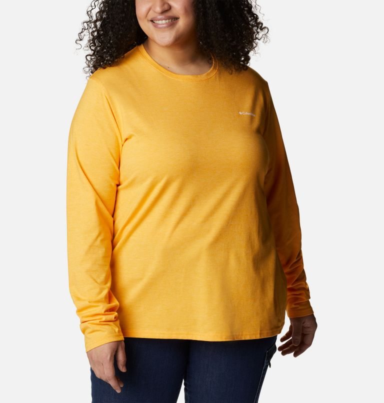 Tricouri Columbia Sun Trek Long Sleeve Dama Mango | Plus Size DLMAS0Z71